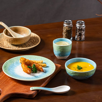 Japanese Style Retro Kiln Change Exquisite Afternoon Tea One-person Eating Personalized Plate Restaurant Hotel High-value Dishes and Dishes Combination