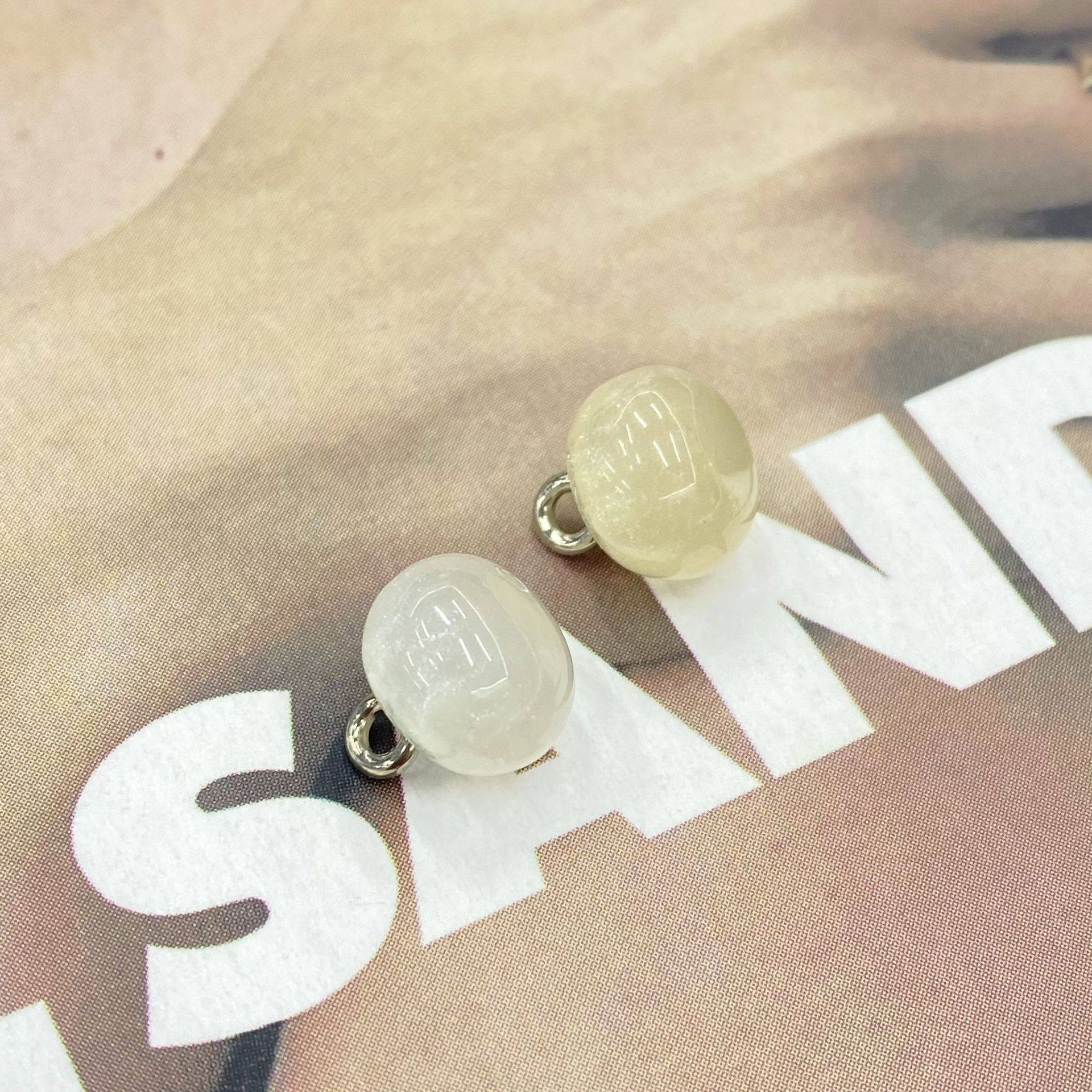 10mm Off-white Round Glitter Button Chinese Style Ethnic Han Dynasty Cheongsam Button Clothing Accessories