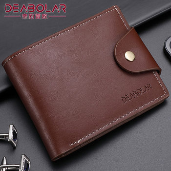 DEABOLAR European and American Retro Wallet Men's Short Soft PU Wallet Business Horizontal Buckle Men's Wallet 2022 New