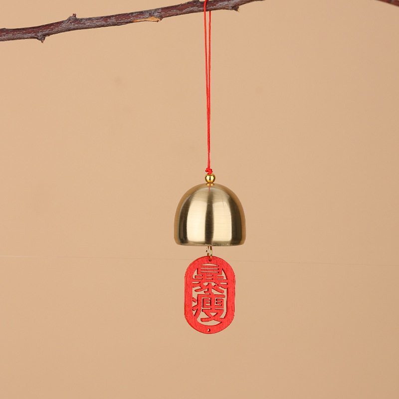 Christmas DIY Pure Copper Bells and Accessories with Bell Hammer, Small Bells, Spring Festival New Year Wishing Plaque, Shop Door Peace and Safety