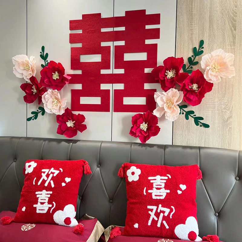 Wedding supplies wedding pleated flower living room wedding decoration crepe paper flower wedding room layout suit flower paper art flower