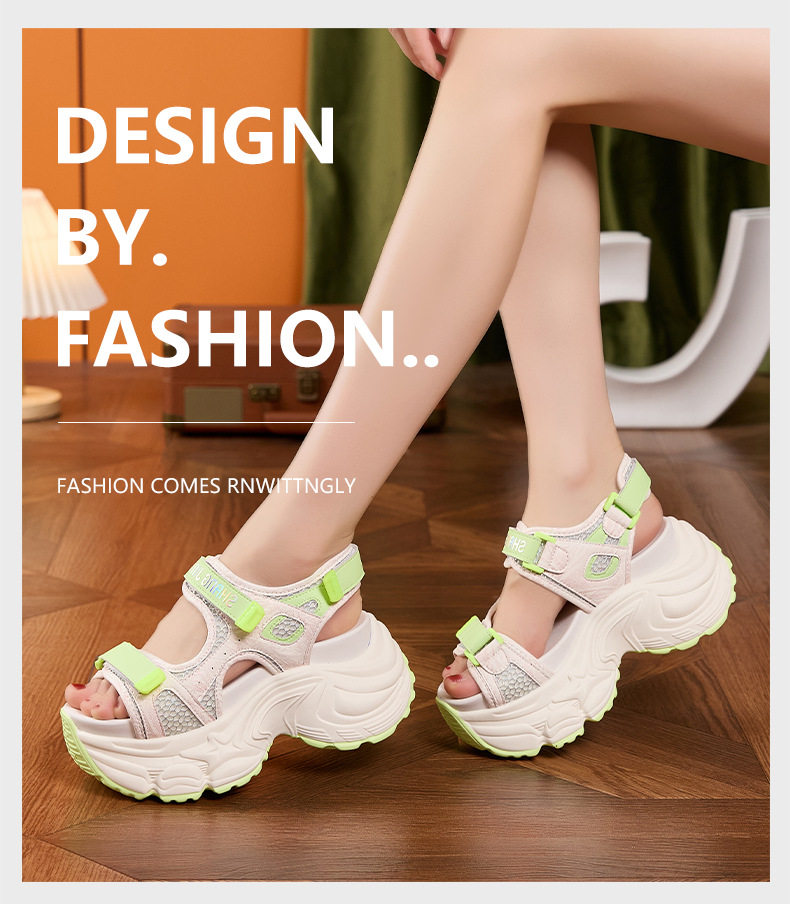 Dép sandal nữ xỏ ngón đế bệt thể thao đi biển mùa hè — Trắng, Xanh lá, Đen chi tiết 13