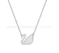 Pearl swan white gold small necklace