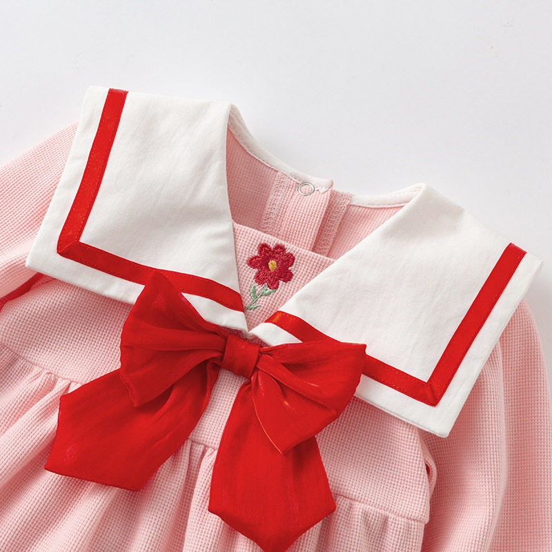 Baby Jumpsuit 2024 Autum New Baby Girl Clothes Little Red Flower Long-Sleeved Crawler Suit Infant and Toddler Clothing Dropshipping