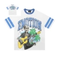 B107 White/Blue (White Ink Direct Print, Contrast Ribbed Collar)