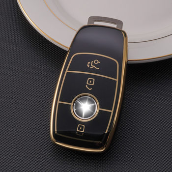 Mercedes-Benz car key case suitable for e300 e260 New e several golden edge car key case C- Class key case