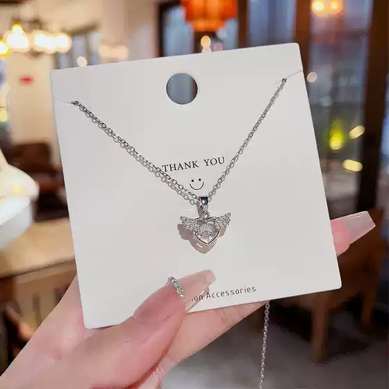 Korean Design Angel Wings Necklace Jewelry Women's Niche Light Luxury Style Collarbone Chain Love Smart All-match Necklace Chain