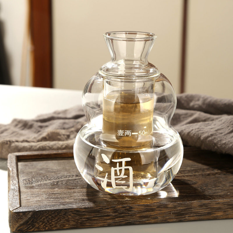 Mingshangde glass wine separator hot wine pot household Chinese wine warmer wine set yellow wine liquor wine cup set