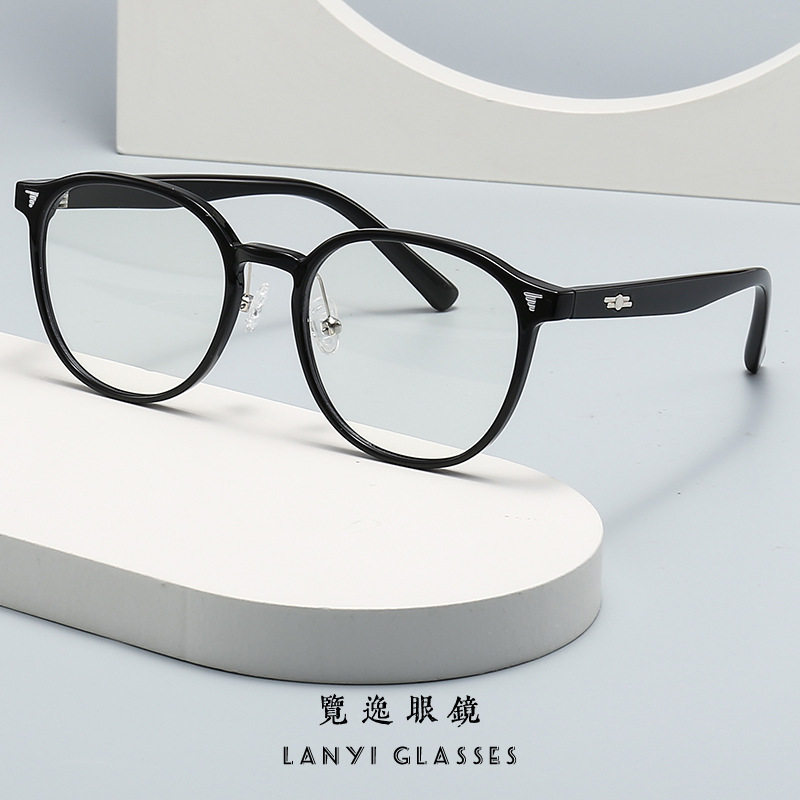 1230 new ultra-light soft nose pad TR90 optical glasses frame Net red plain round frame anti-blue light plain glasses