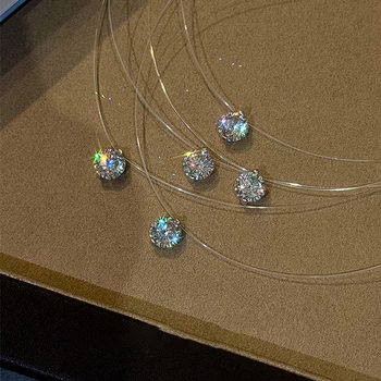 A Good Life, the Same Style as Mermaid Tears Moissanite Necklace for Women, Seamless Invisible Fish Line Clavicle Chain, Internet Celebrity Necklace