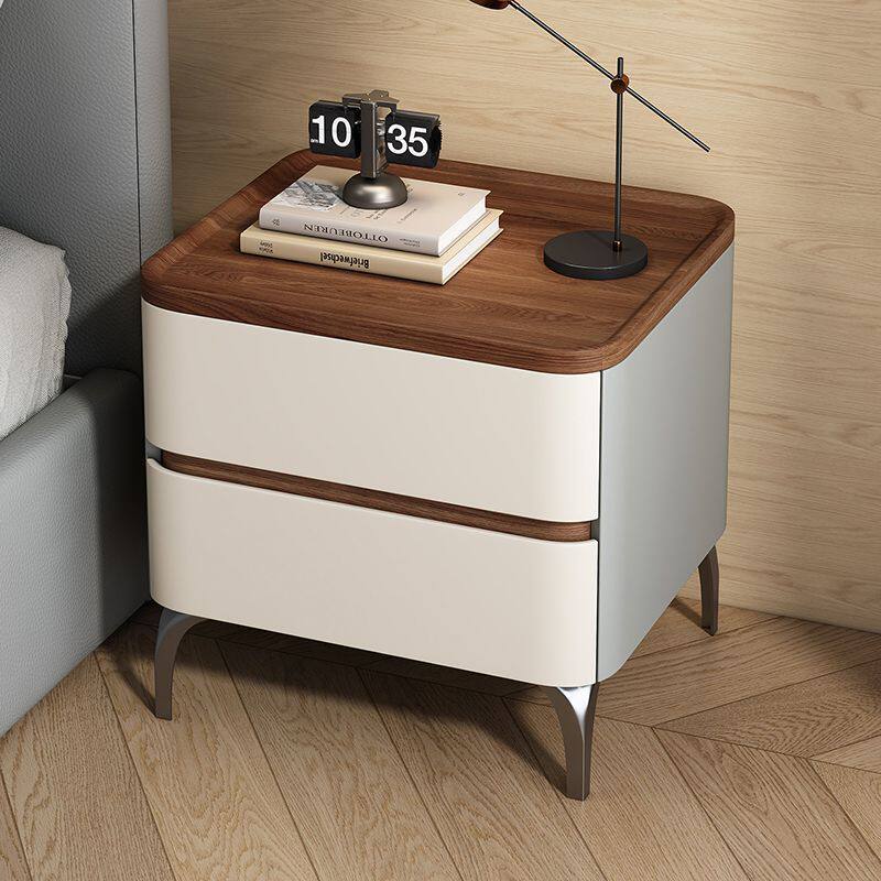 Solid Wood Bedside Table Modern Simple 2025 New High-End Accessible Luxury Bedroom Home Storage Leather Bedside Table