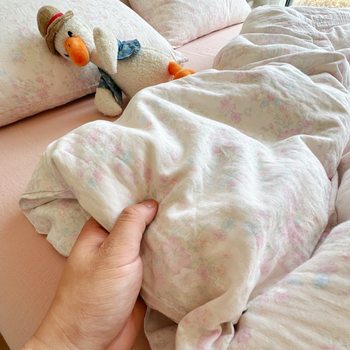 Double-layer Yarn YU ~ A Maternal and Infant Grade Double-layer Gauze Four-piece Set French Girls' Heart Cotton Dormitory Three-piece Set Bedding