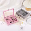 Fashionable Simple Large Capacity Portable Multi-grid Suede Exquisite Jewelry Box Earrings Necklace Ring Storage Box