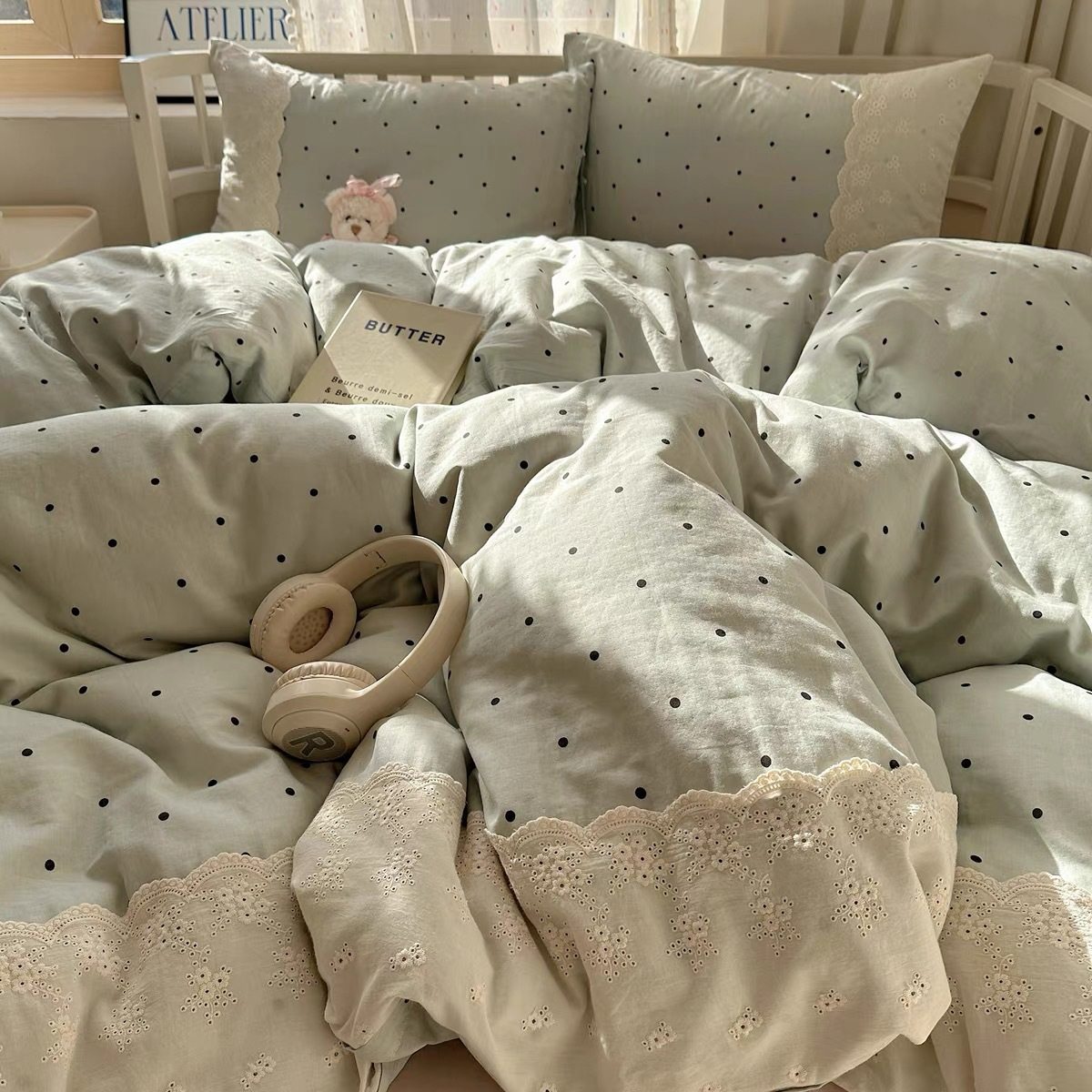 French Lace Bedding Four-piece Set Pure Cotton Cotton Quilt Cover Bed Sheet Quilt Cover Bedhat Dormitory Three-piece Set