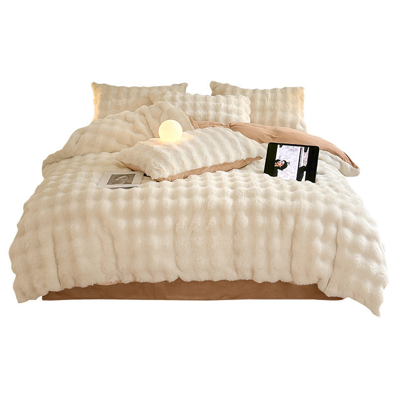 Class a Maternal and Infant-Grade Pure Cotton Four-Piece Set, Thickened for Autumn and Winter, Warm Milk Velvet Bed Sheet and Quilt, Suitable for All Seasons