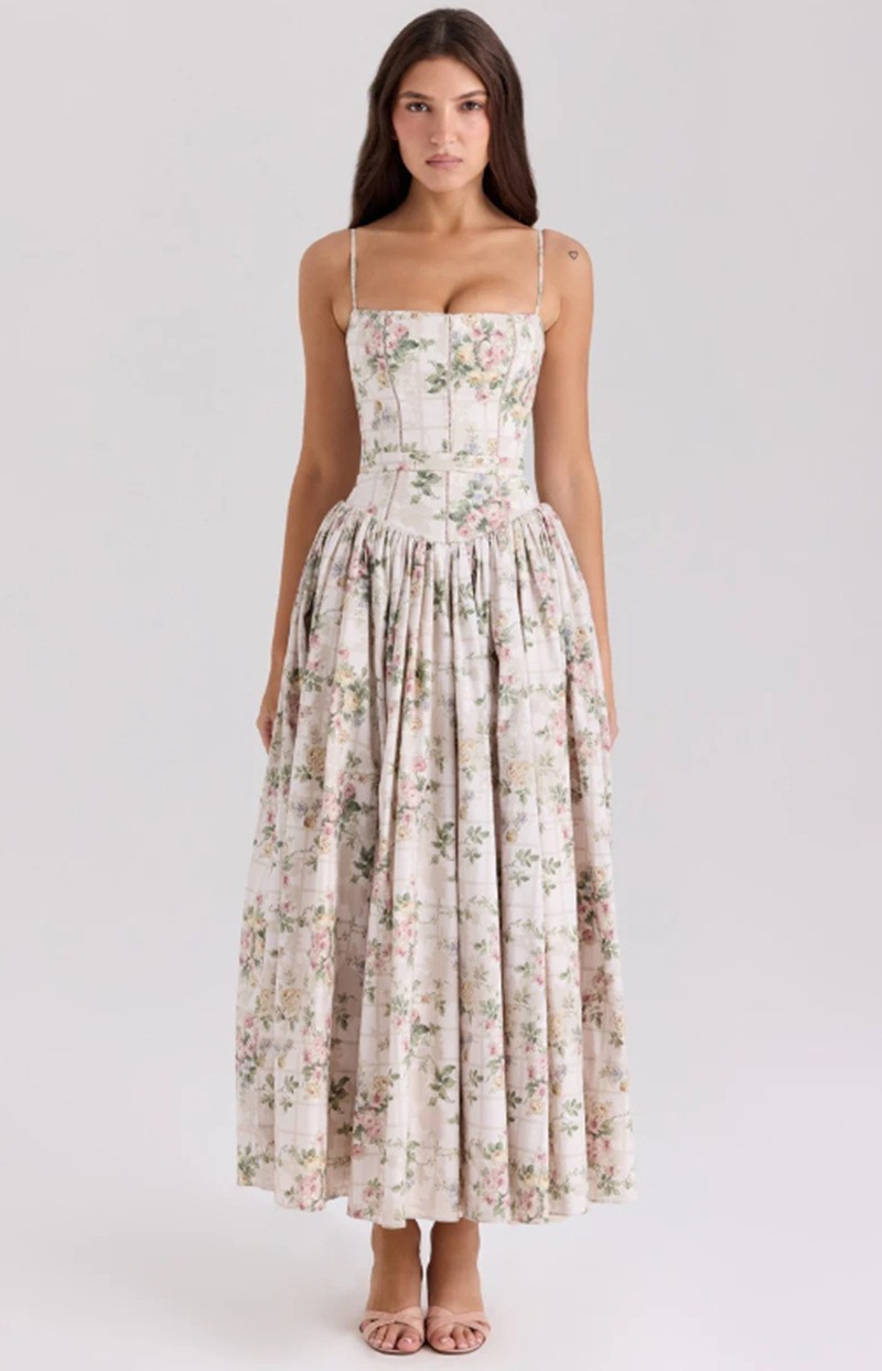 Floral Slip Dress Elegant Slim Fit Soft Fabric Perfect for Spring Summer Occasions Wholesale Available