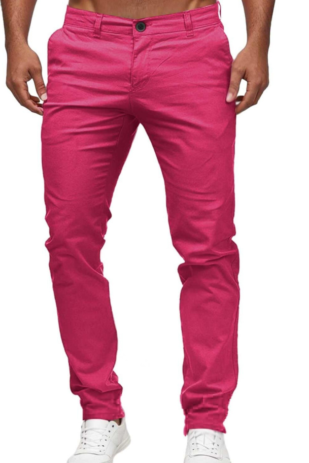 夏季新款亚马逊外贸休闲长裤男士欧美风修身青年纯色男长裤批发