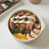 Cream Ins Style Ceramic Double Ear Bowl Air Fryer Baking Bowl Microwave Oven Special Bowl Salad Bowl Steamed Egg Bowl