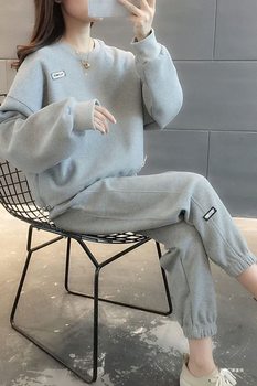 Casual Sportswear Two-Piece Set for Women 2025 New Autum Fashion Loose Flesh-Covering Slim Sweatshirt and Pants Suit