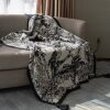 Chinese-Style Retro Ink Painting Floral and Bird Knitted Blanket Sofa Blanket Throw Blanket Bed Blanket Splash-Ink Decorative Air-Conditioning Blanket Nap Blanket Fleece Blanket