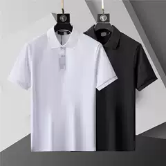 Cross border correct version 25 new polo shirt unisex solid color business casual slim fit knit lapel short sleeved shirt