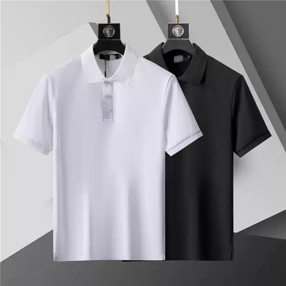 Cross border correct version 25 new polo shirt unisex solid color business casual slim fit knit lapel short sleeved shirt