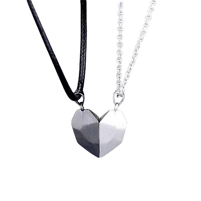 Love Magnetic Versatile Couple Necklace Pendant Simple Wishing Stone Heart-Shaped Ins Clavicle Chain Jewelry Pair Wholesale