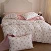 Class A maternal and infant grade double-layer yarn four-piece cotton cotton printed quilt cover pastoral style small floral bed three-piece set