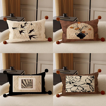 Maillard Antique European Style Rectangular Pillow Living Room Sofa Cushion Light Luxury Pillow Backrest Bedroom Pillowcase