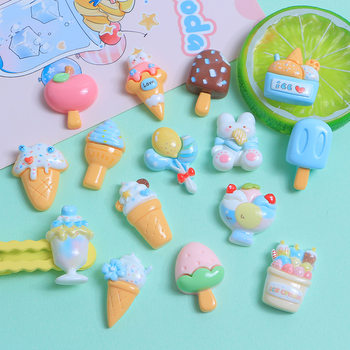 Summer Ice Cream Cartoon Bright Diy Cream Gel Homemade Mobile Phone Shell Water Cup Hairpin Jewelry Resin Accessories