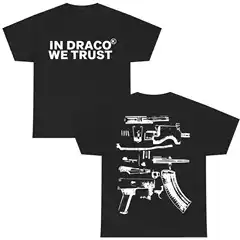In Draco We Trust Double Sided Tee, Black Color and Graphic