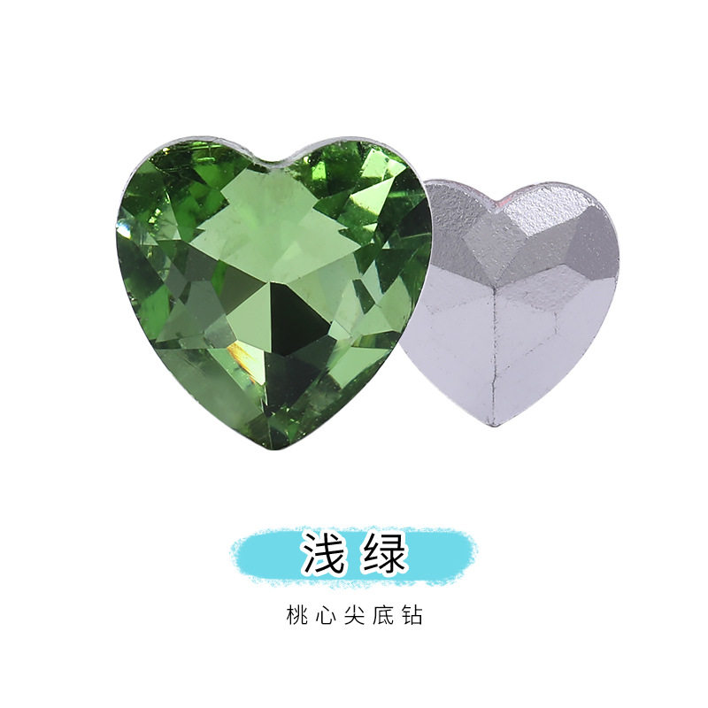 网红爆款尖底桃心钻水晶玻璃钻手机贴钻服装发带配件饰品钻爱心钻
