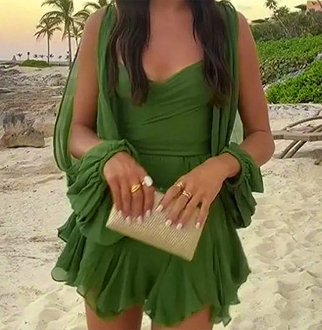 Casual Solid Color Waist Defined Lantern Sleeve Ruffle Hem Dress Summer Collection for Women Wholesale Available