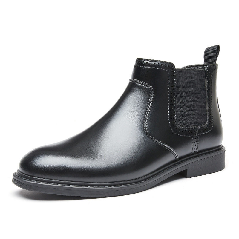 Giày Chelsea Boot Nam Da Thật Phong Cách Anh Quốc Chiều Cao Đế Khoảng 3cm Màu Nâu, Đen