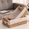Woven Storage Basket with Handle Imitation Rattan Living Room Coffee Table Storage Basket Straw Sundries Snacks Cosmetics Storage Box
