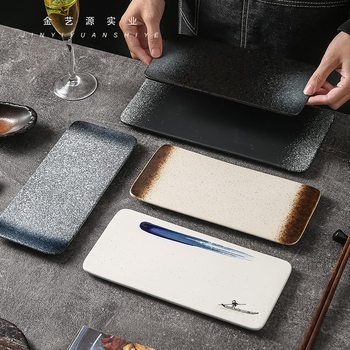Jinyiyuan Industrial Long Square Sushi Plate Creative Japanese Tableware Fashion Artistic Cuisine Japanese Iron Plate Plate