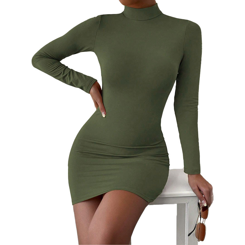 Elegant Womens Dress Half High Neck High Waist Slim Fit Bodycon Style Spring Summer Occasion Wholesale Available