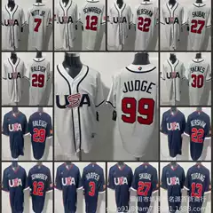 Mlb Jersey Usa Baseball World Team White Color Dark Blue New Style Baseball Uniform Foreign Trade Wholesale Supply