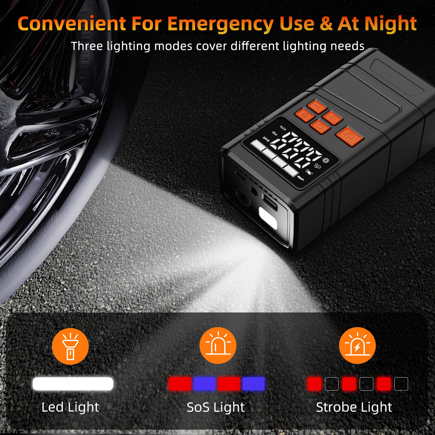 Cross-Border New Model 22-Cylinder Air Pump Electric Inflator with Digital Display Tire Inflator Led Light Lighting Car Air Pump