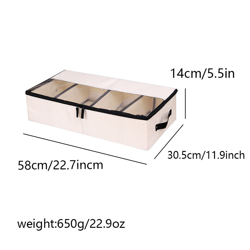 Cotton and Linen Washable Foldableing Partition Dust-Proof Thickeneded Fabric Transparent Moving Bed Drawer-Type Shoe Storage Box