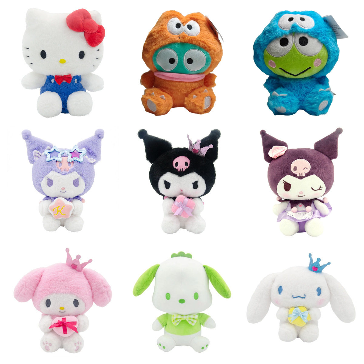 Authentic Sanrio Half Fish Man Hanton Doll Kurome Doll Kitty Cat Big Eyed Frog Plush Toy Wholesale