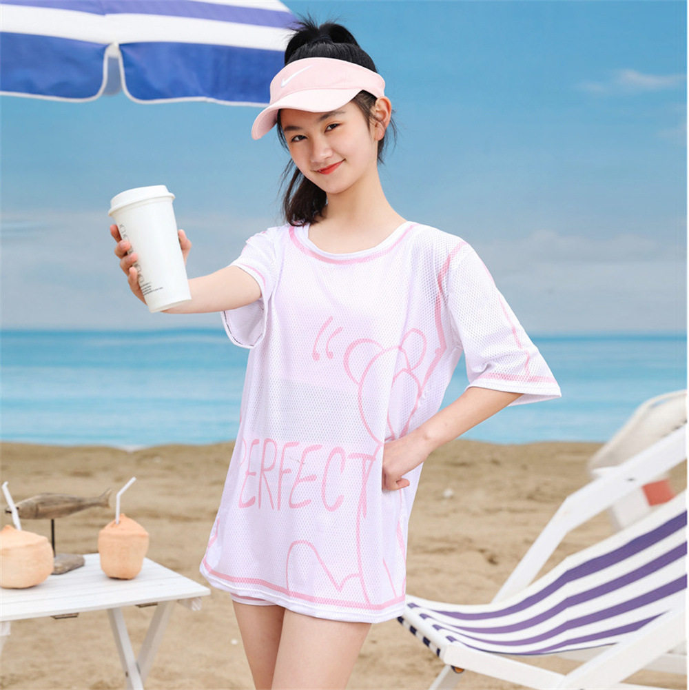 女童分体式泳衣三件套装中大童休闲度假游泳装12夏季15岁新款2023