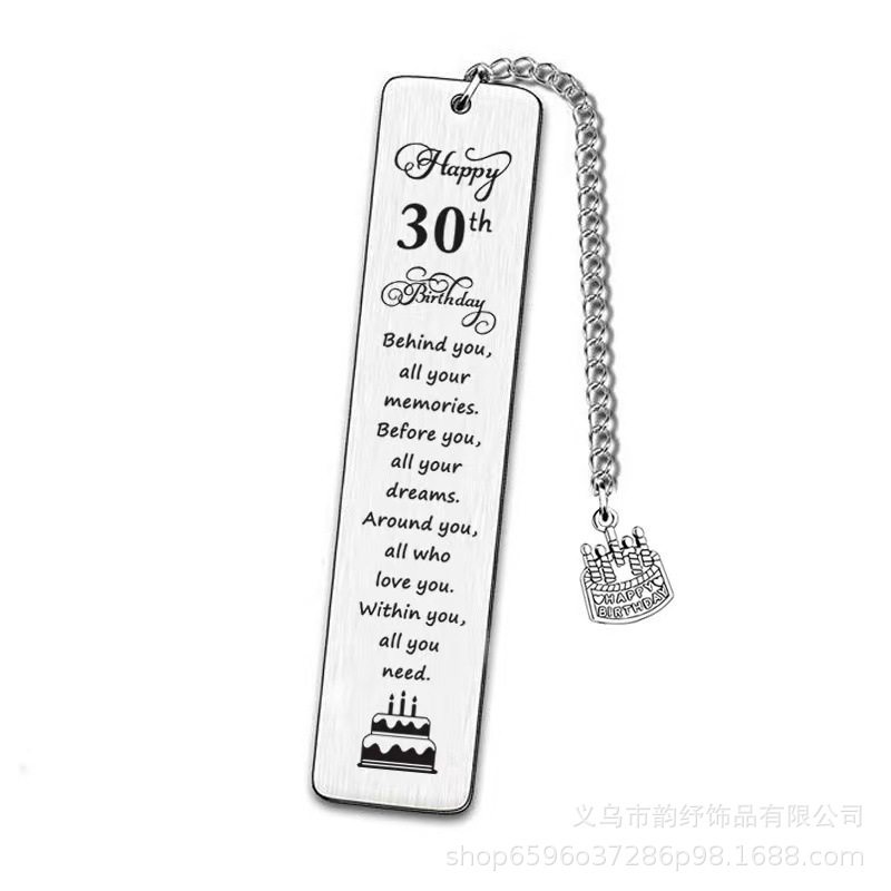 Cross-Border Popular New Stainless Steel Keychain Creative Style Gift Birthday Age Bookmark Back-To-School Season Holiday Gift