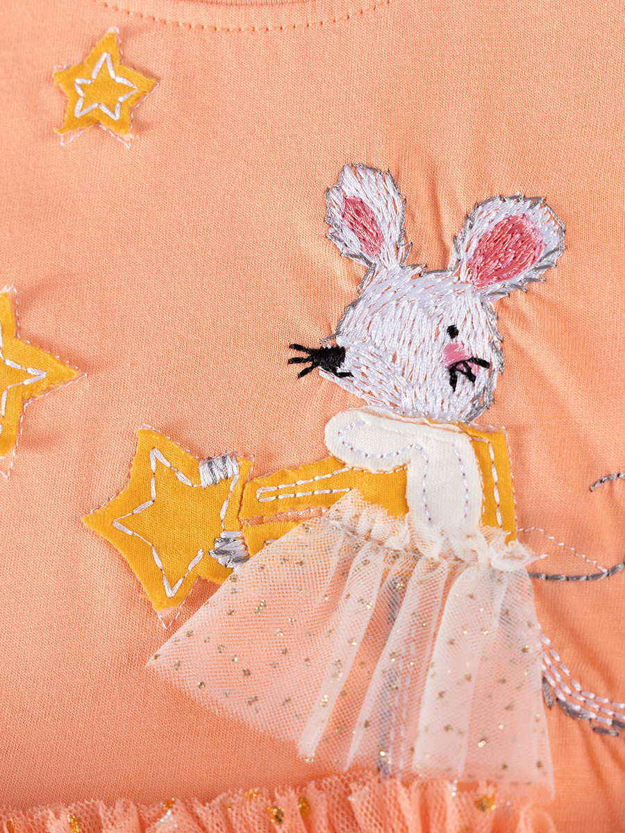 Autumn Girls' Tulle Princess Dress, Cartoon Cotton Kids' Dress