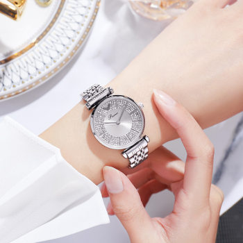 Ferris Wheel Armani Steel Band Watch for Female Students with Diamonds and Baby's Breath Fashion Full Diamond Small Dial Quartz Watch Accessible Luxury