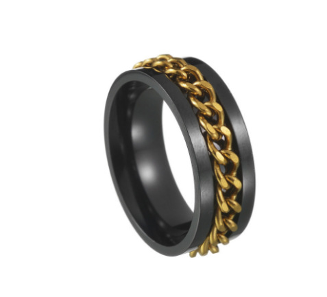 2023亚马逊欧美新款酷炫钛钢情侣高品质旋转减压抗燥朋克戒指货源