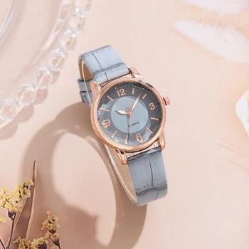 Small Dial Quartz Women's Watch Two-color Dial Jelly Belt Diamond Glass Bamboo Band All-match Wristwatch Gift
