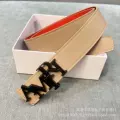 3.8cm apricot black buckle (double-sided belt apricot red)