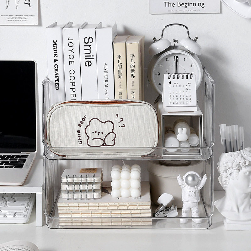 Transparent Desktop Cosmetic Storage Box Simple Student Stationery Box Cosmetic Storage Wholesale Organize Storage Box