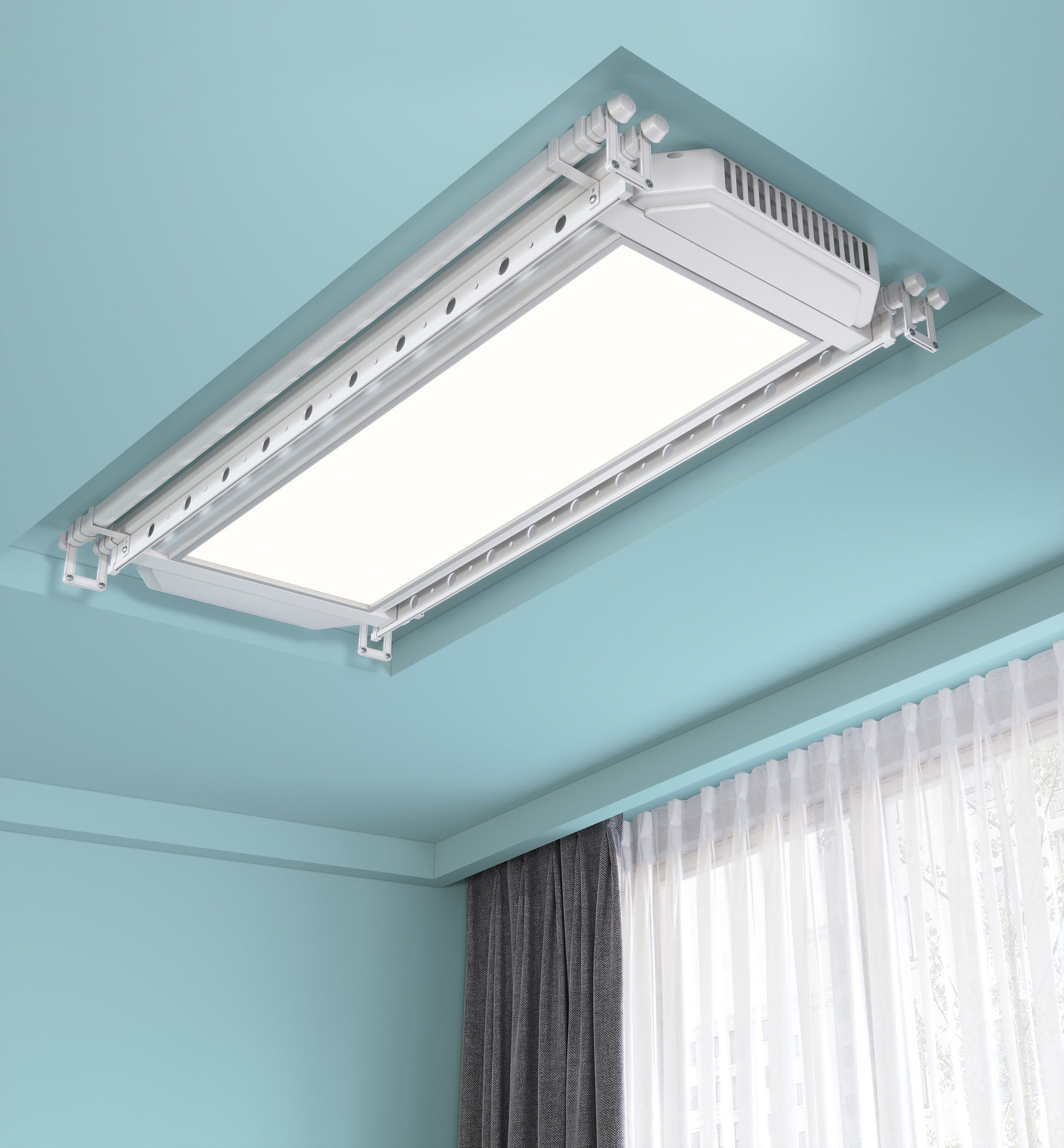 Embedded Hidden Electric Clothes Drying Rack, Full-Screen Lighting, Fully Automatic Drying Clothes Dryer, Balcony Smart Drying Machine E18